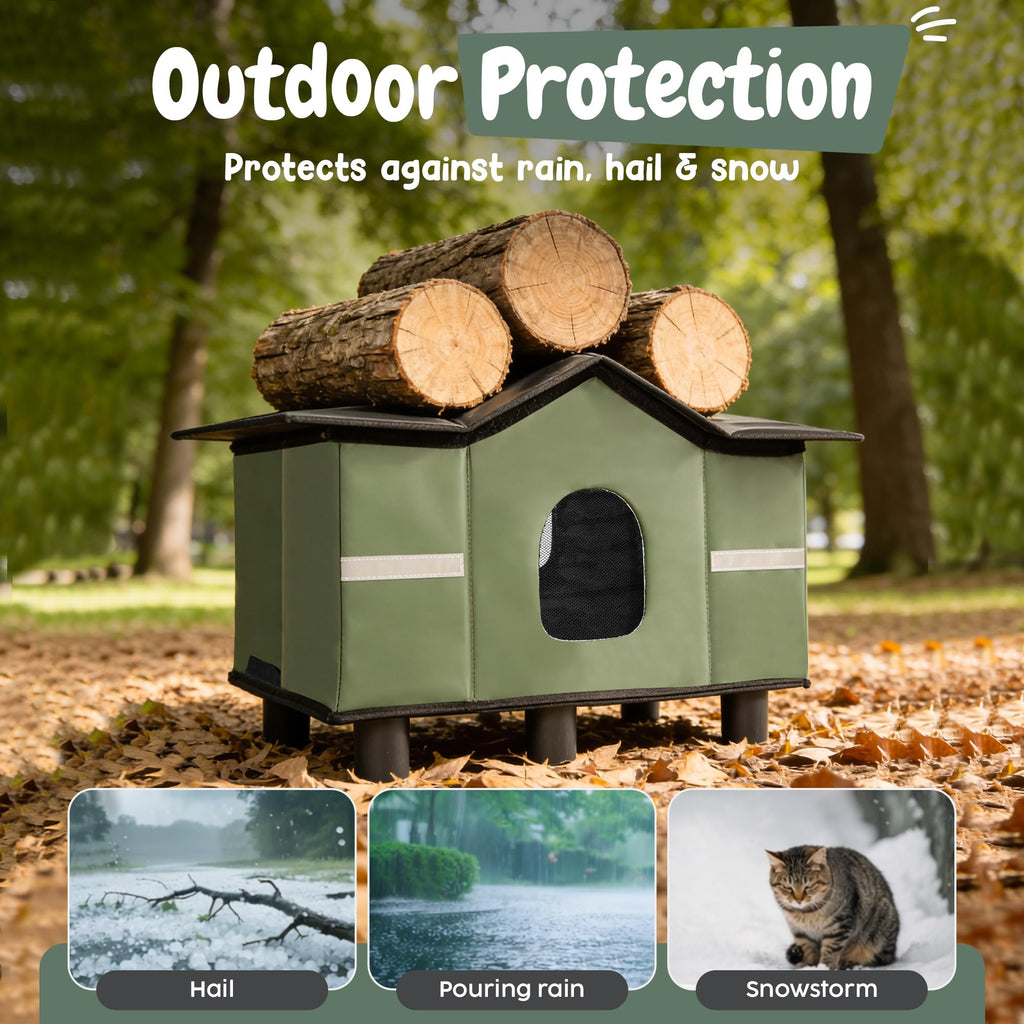 Insulated Outdoor Cat House with Self Warming & Self Cooling Mat M77079