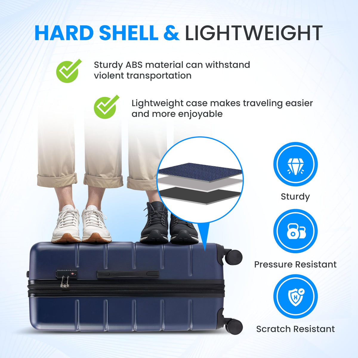 20 Inch Expandable Hardside Carry On with Spinner Wheels Blue N749