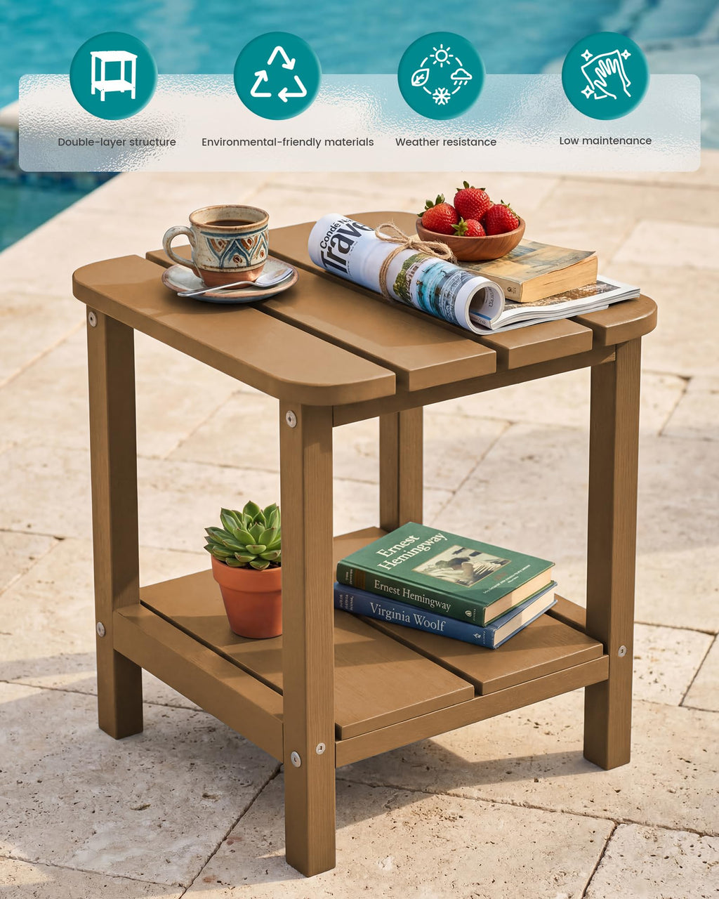 Brown Set of 2 Rectangular End Table F18076