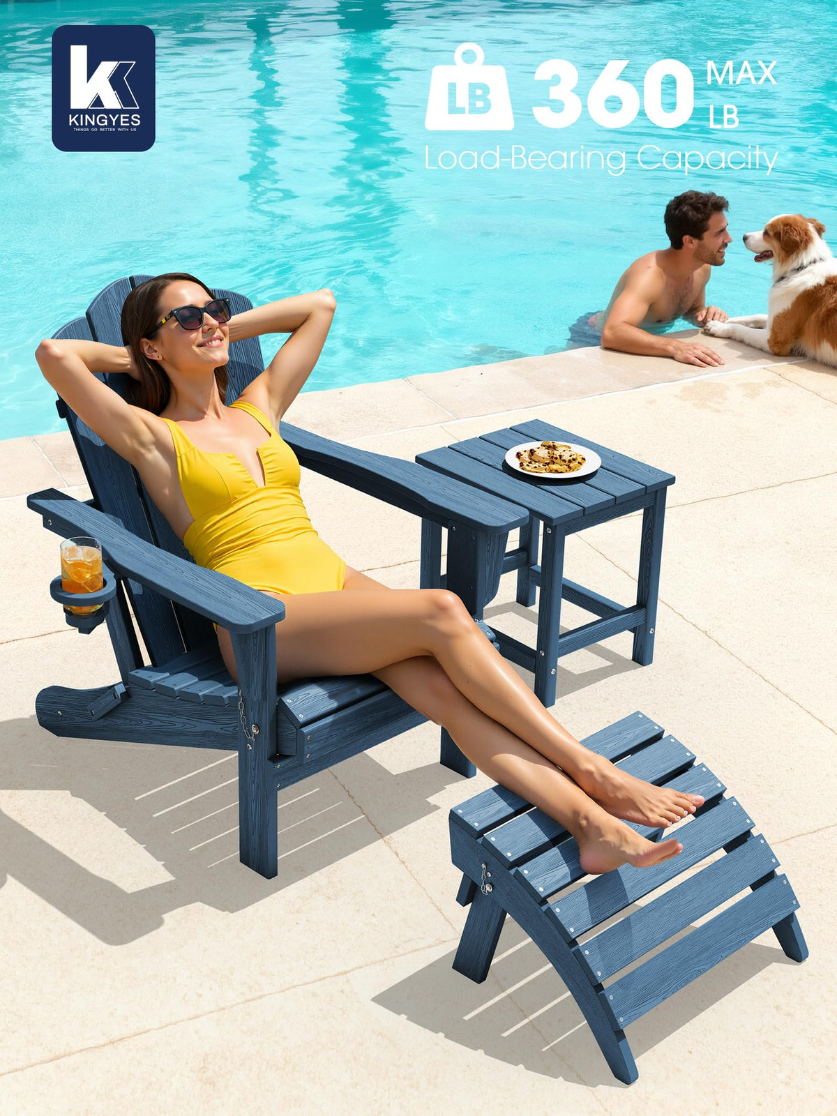 Folding Adirondack Chair Set of 2 with Cup Holder Q884