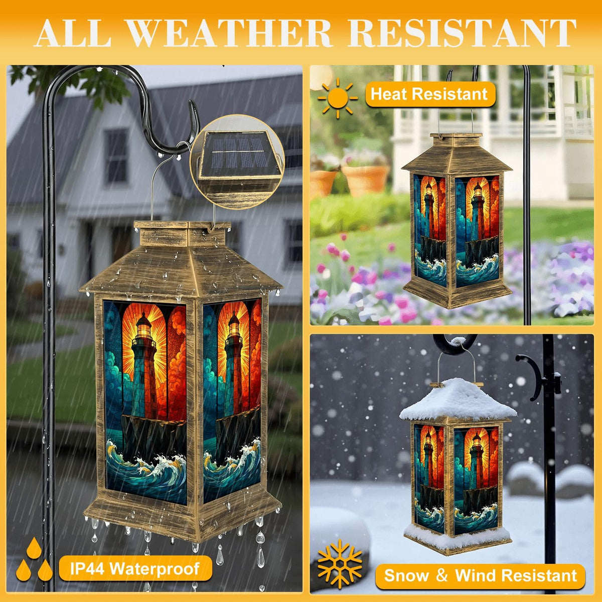 Solar Powered Waterproof Outdoor Lantern C549