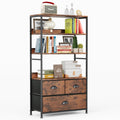 47-Inch 6 Tier Wood and Metal Bookshelf with 3 Fabric Drawers Y147427