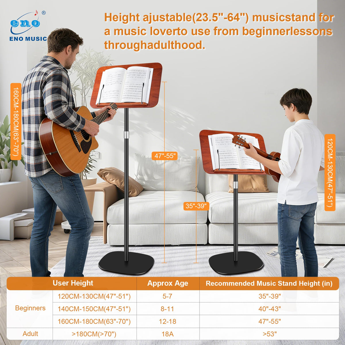 Height Adjustable Solid Wooden Music Stand B175