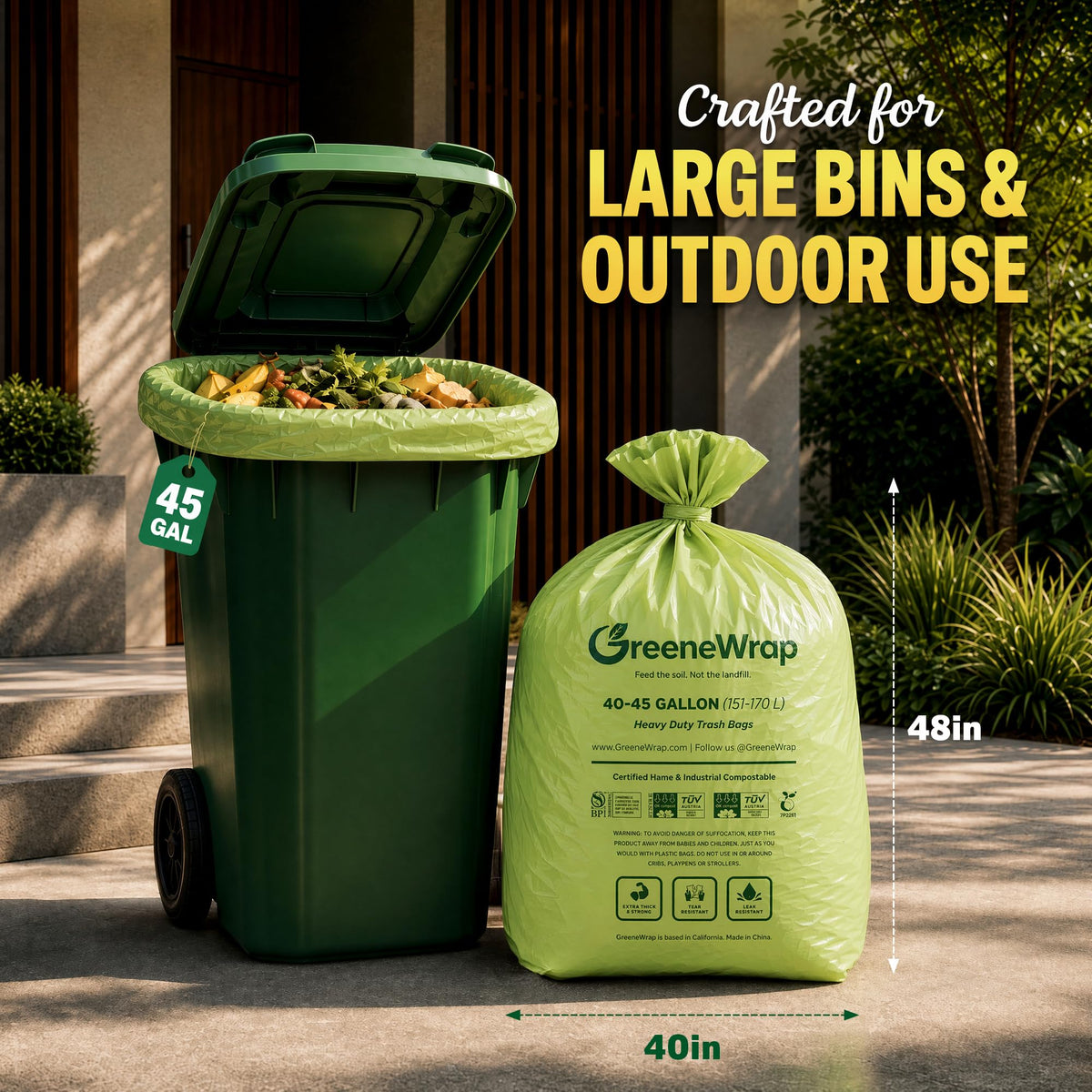 45 Gallon Compostable Trash Bags 20 Count 1.6 Mil G770