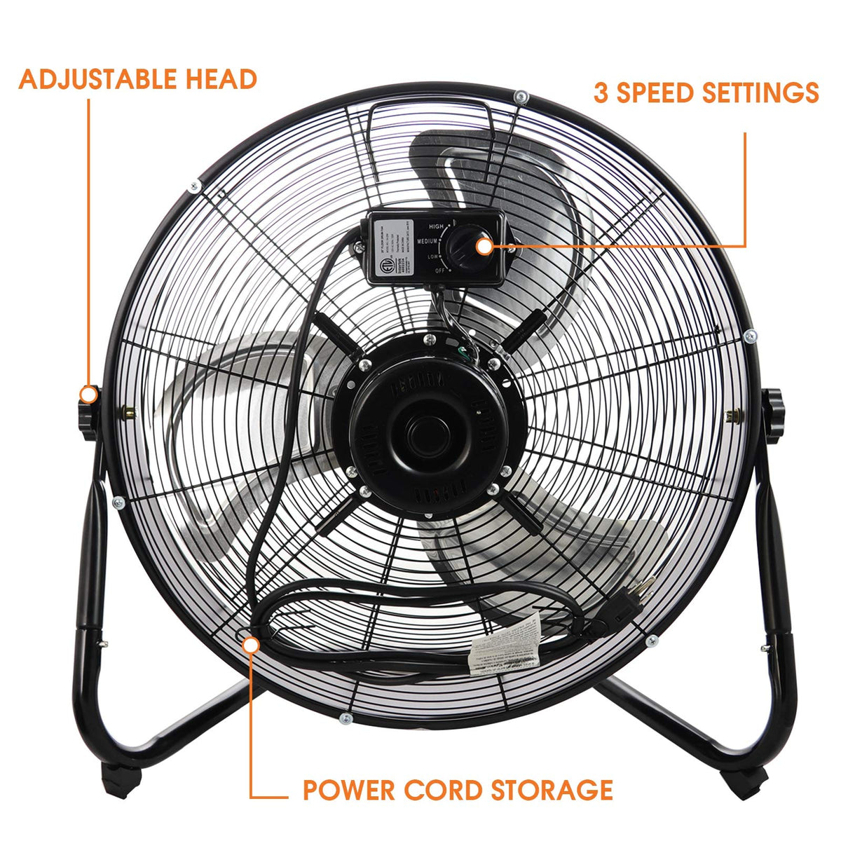20" Industrial Floor Drum Fan with 3 Speed R696726