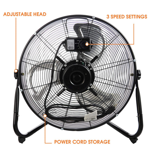 20" Industrial Floor Drum Fan with 3 Speed R696726