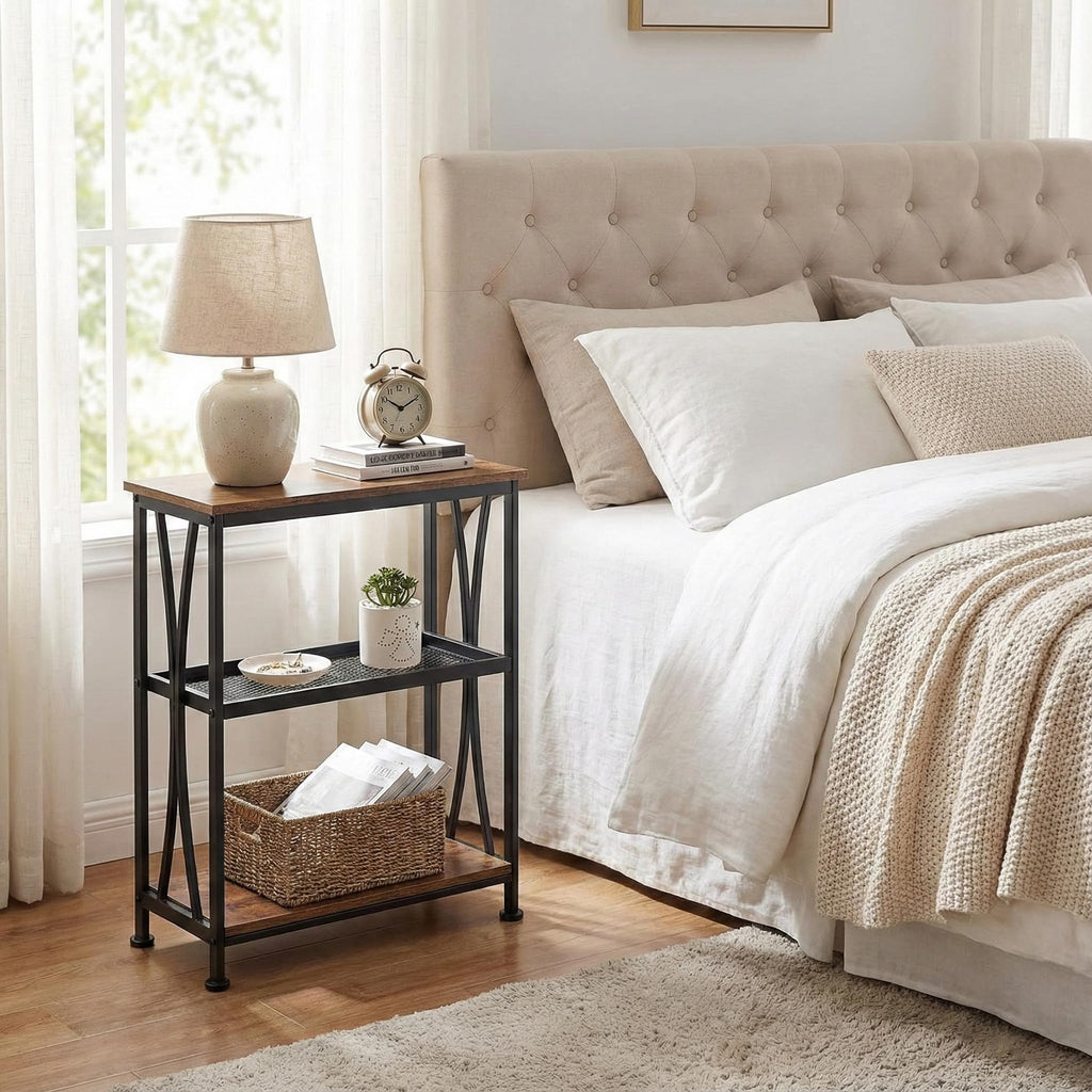 Narrow 3-Tier Side Table with Storage Shelves Z7035