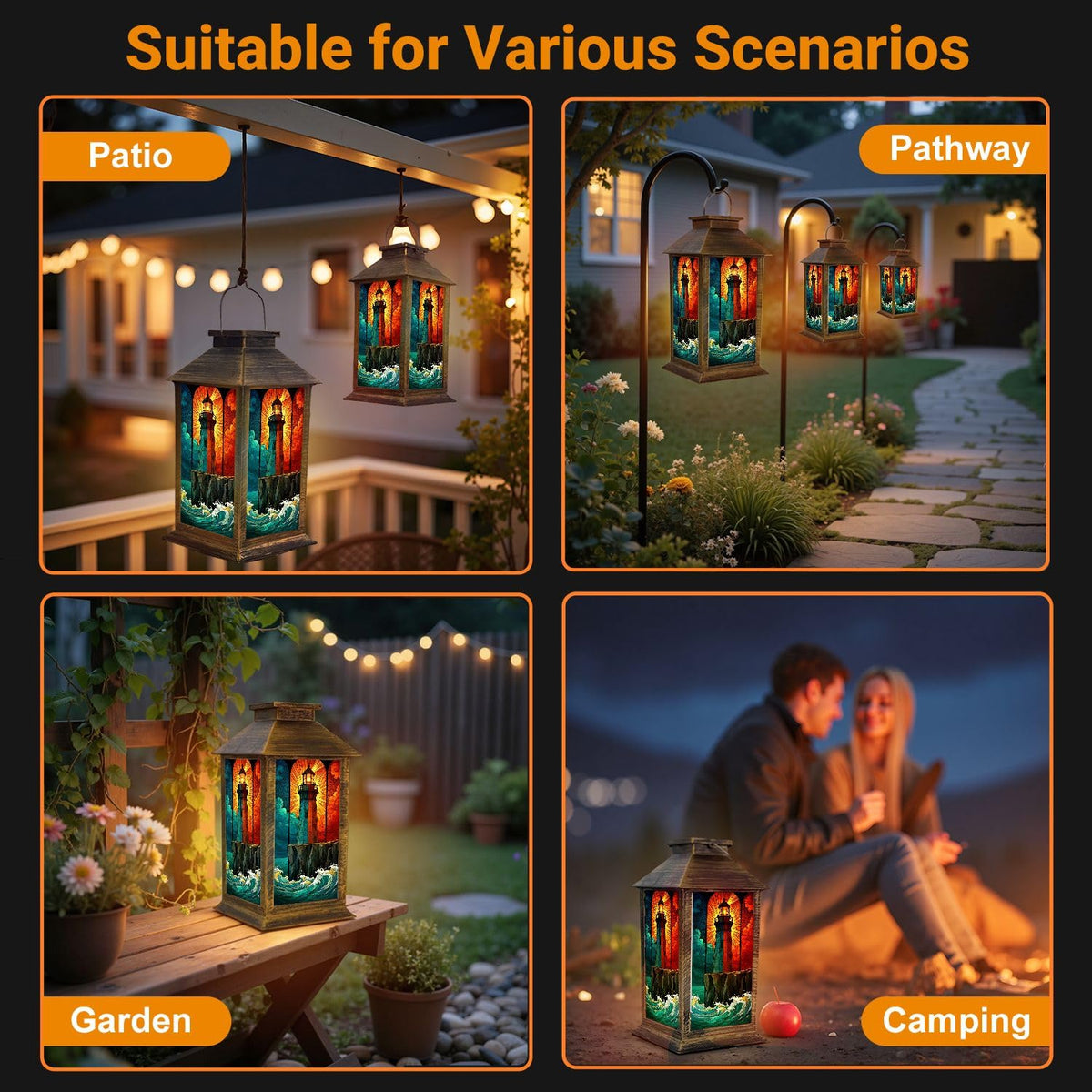 Solar Powered Waterproof Outdoor Lantern C549