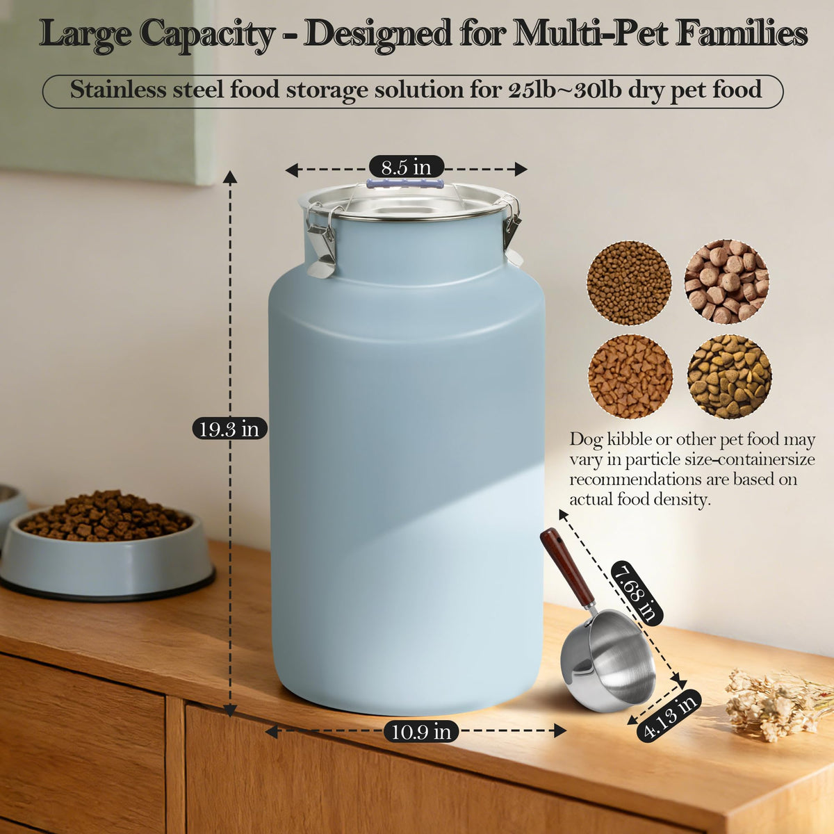 Stainless Steel Dog Food Storage Container with Scoop H5520