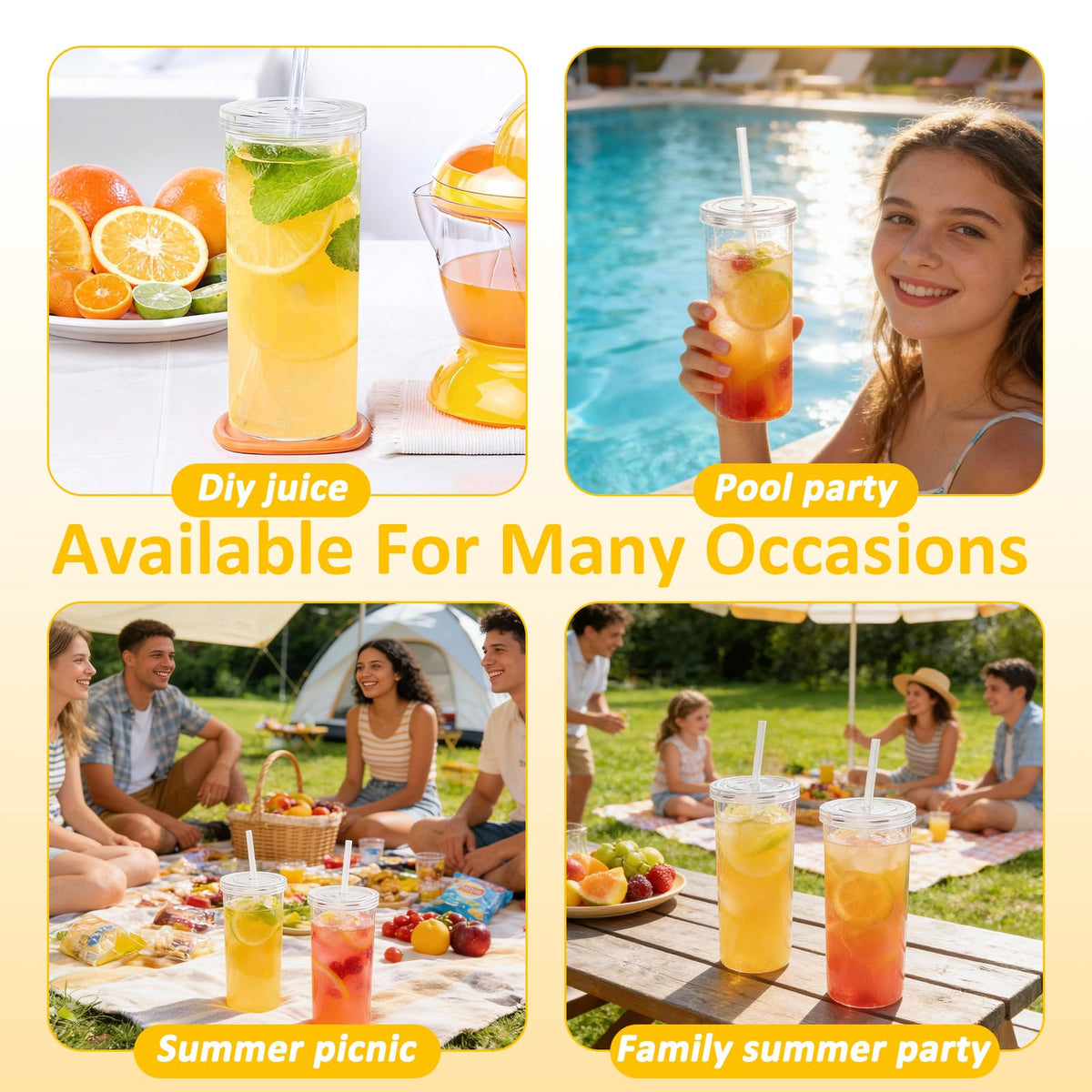 20oz Drinking Jars with Lids and Straws 2 Pack Clear Reusable C71413