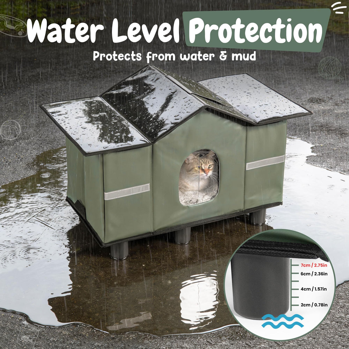 Insulated Outdoor Cat House with Self Warming & Self Cooling Mat M77079