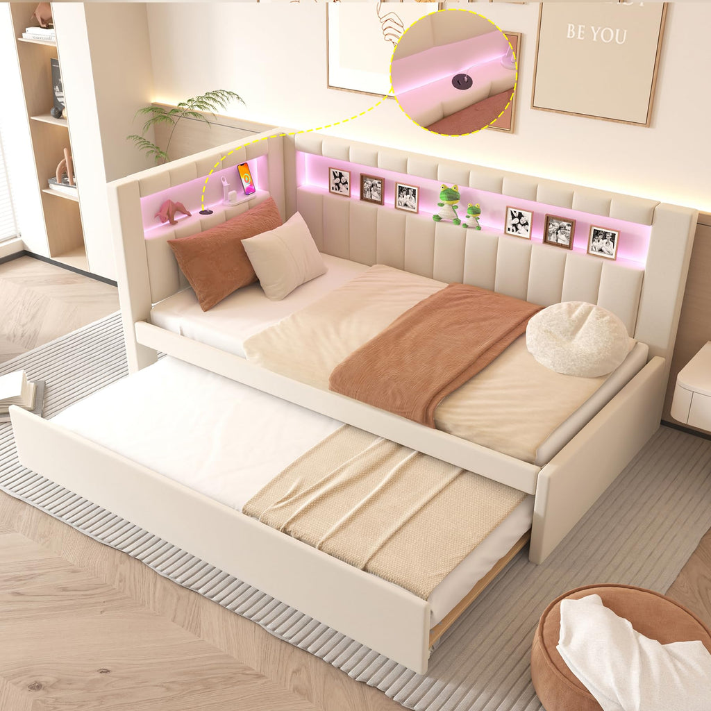 White Twin Size Daybed with Trundle G285