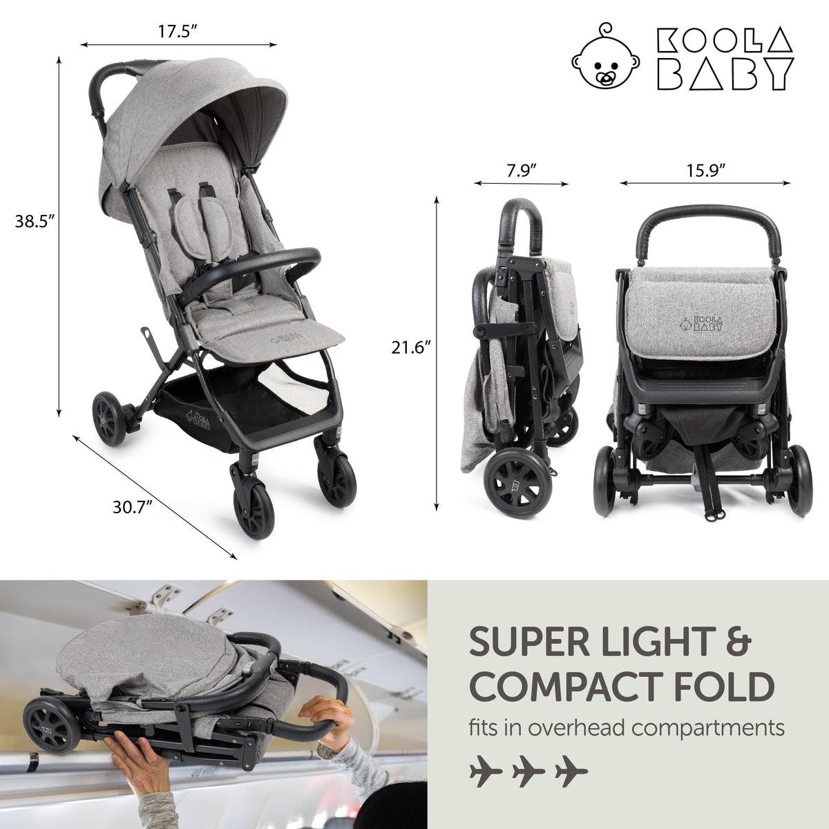 Lightweight Compact Travel Stroller with Canopy, Storage Basket & Recline N542924
