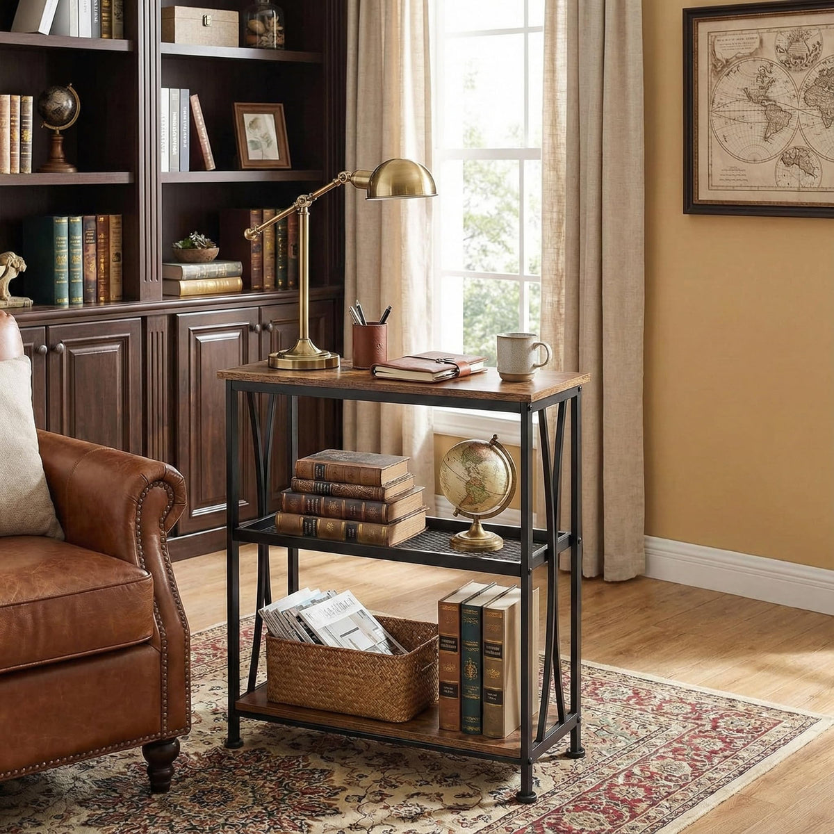 Narrow 3-Tier Side Table with Storage Shelves Z7035