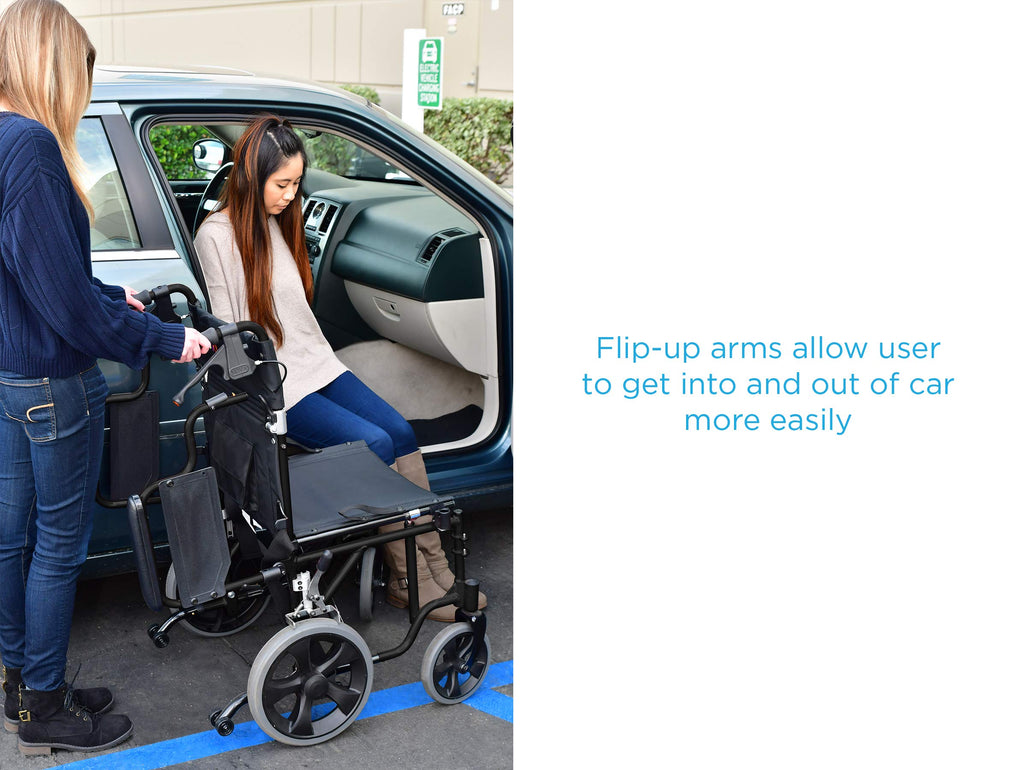 Lightweight Transport Chair with Locking Hand Brakes, Black O121525