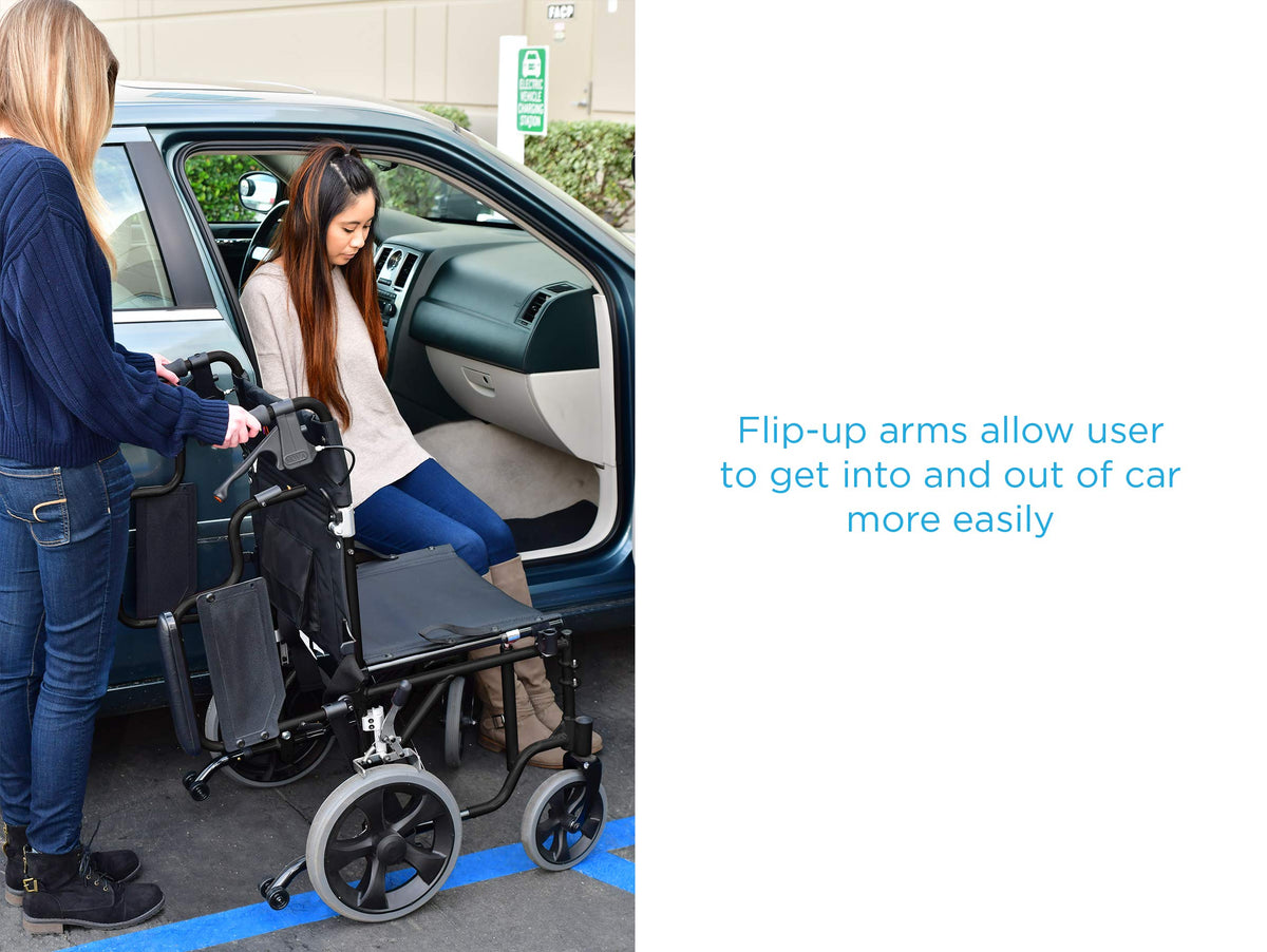Lightweight Transport Chair with Locking Hand Brakes, Black O121525