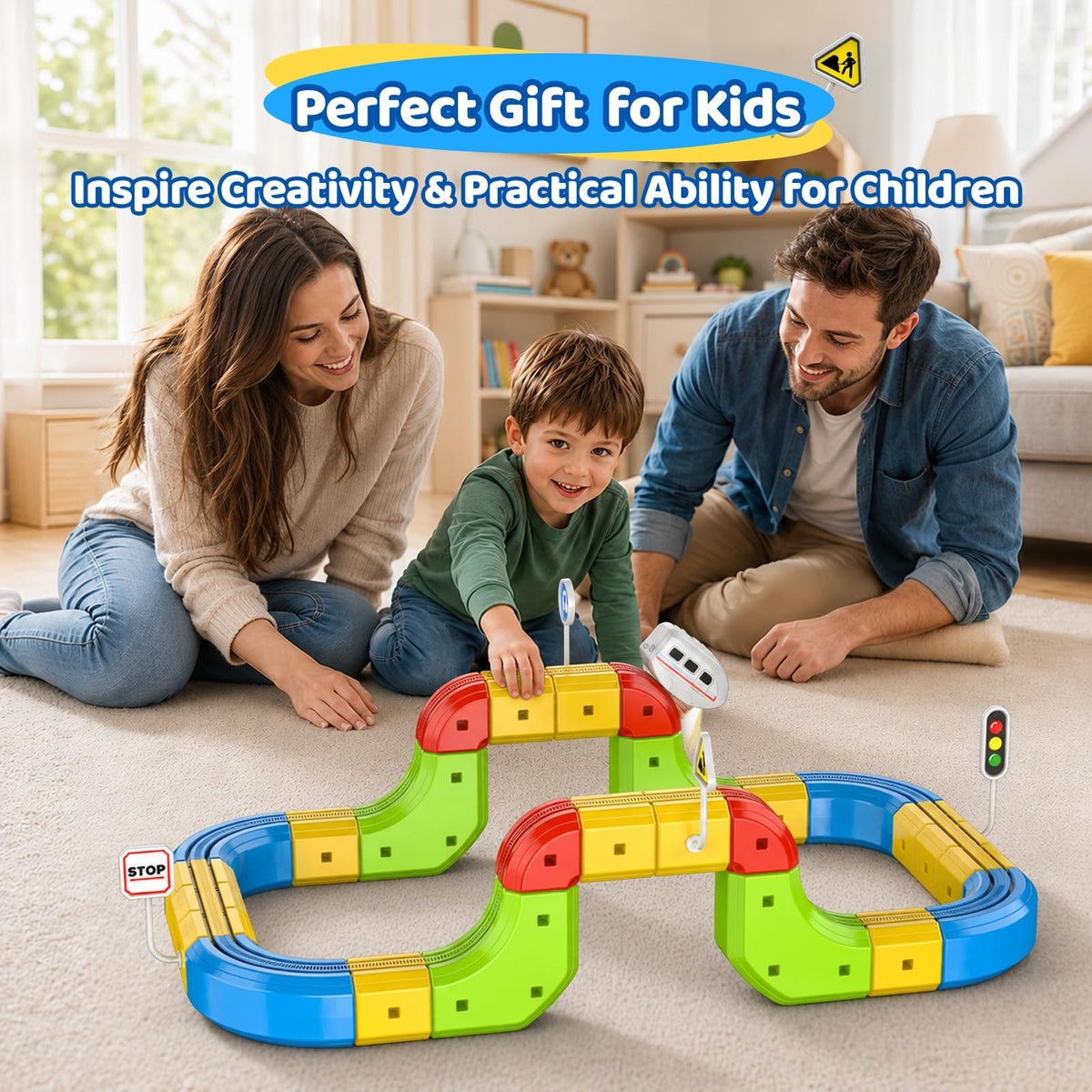 52PCS Electric Train Set 3D Flexible Race Track Toy R92160
