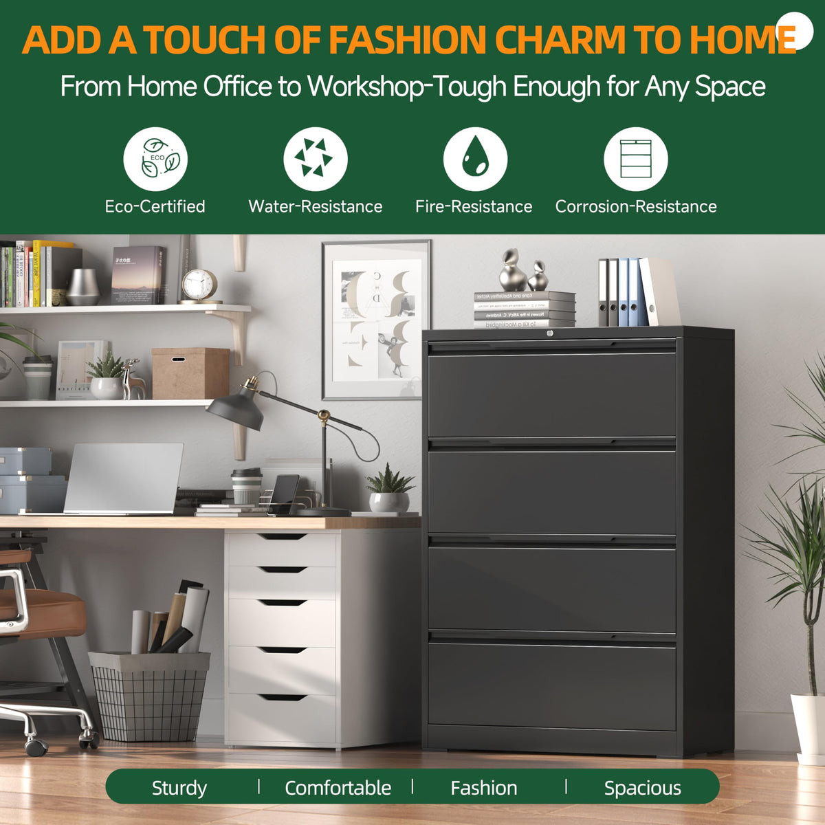4 Drawer Metal File Cabinet with Lock W771846