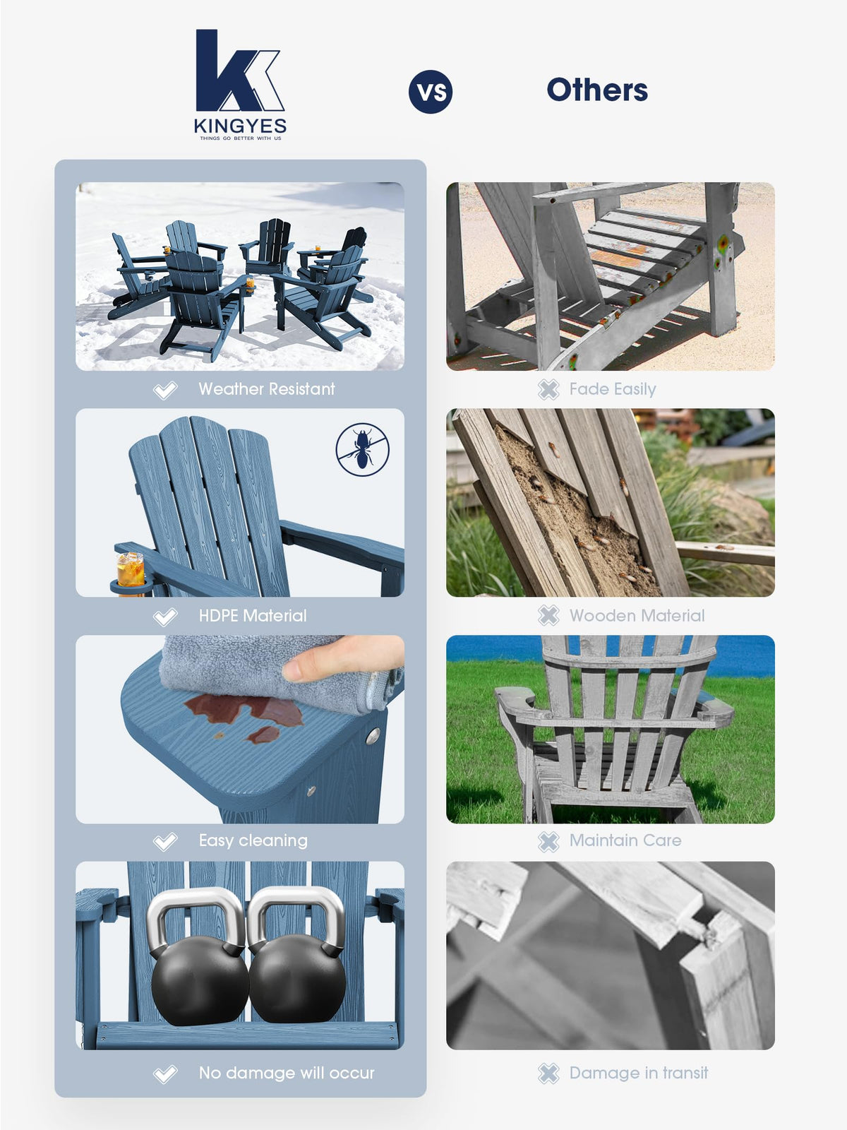 Folding Adirondack Chair Set of 2 with Cup Holder Q884