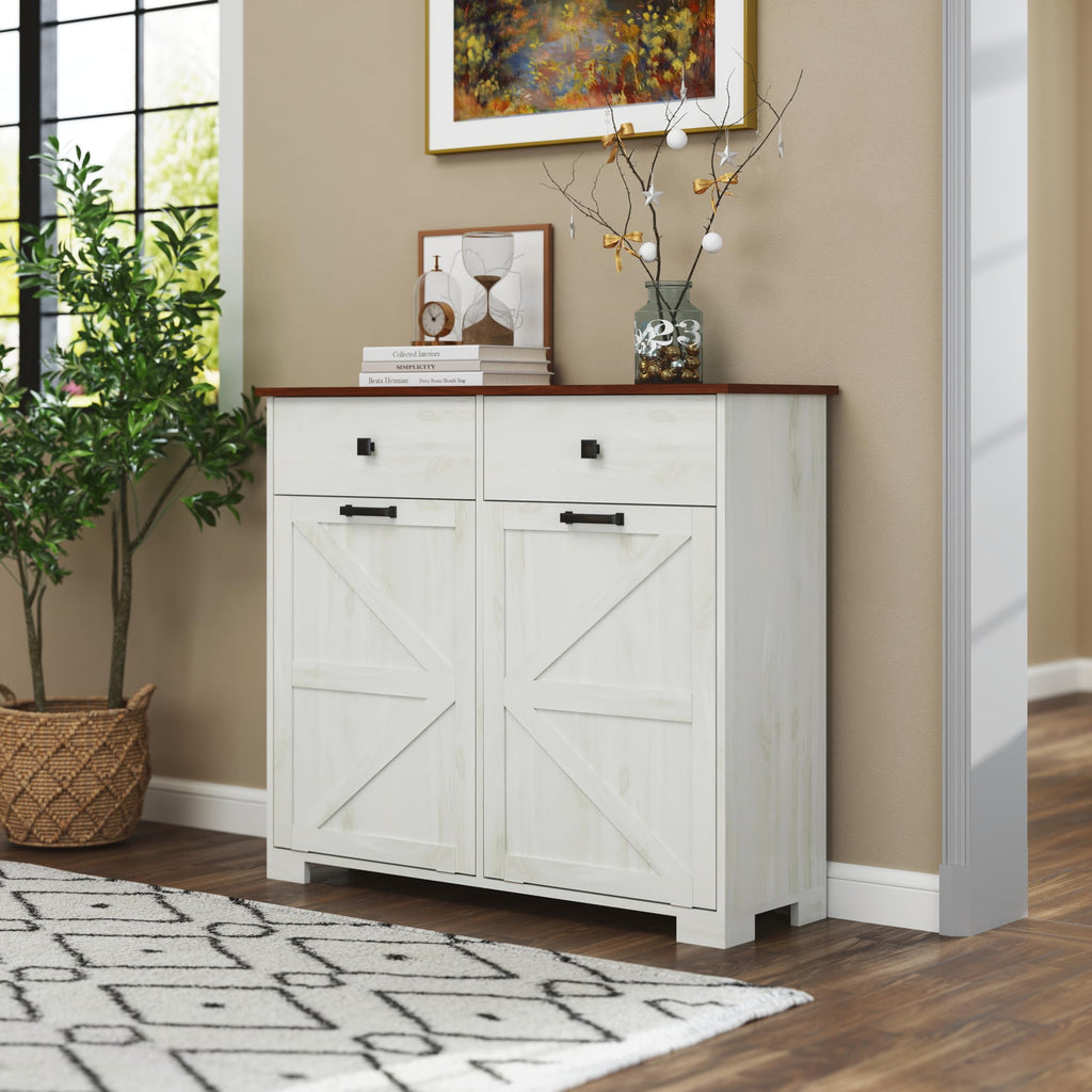 White 20 Gallon Tilt Out Trash Cabinet E5834
