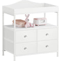 White Changing Table Dresser with 4 Fabric Drawers and Open Shelf L44409
