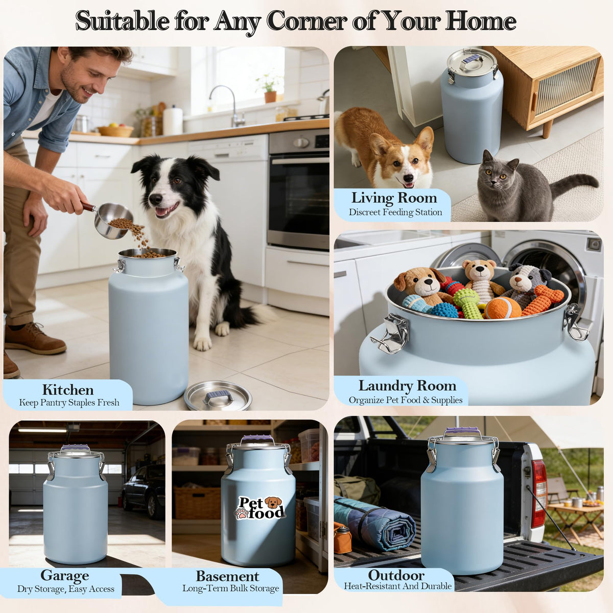 Stainless Steel Dog Food Storage Container with Scoop H5520