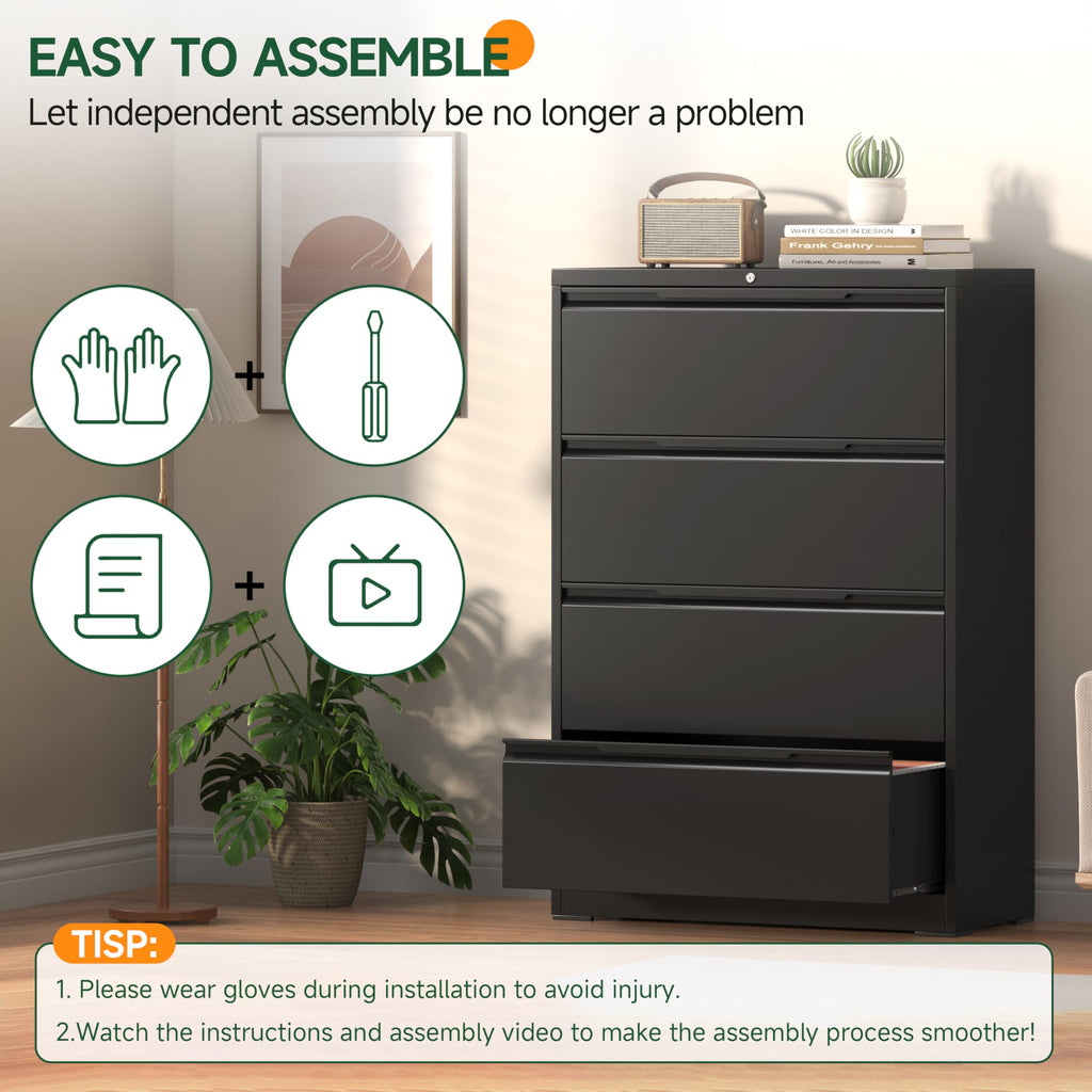 4 Drawer Metal File Cabinet with Lock W771846