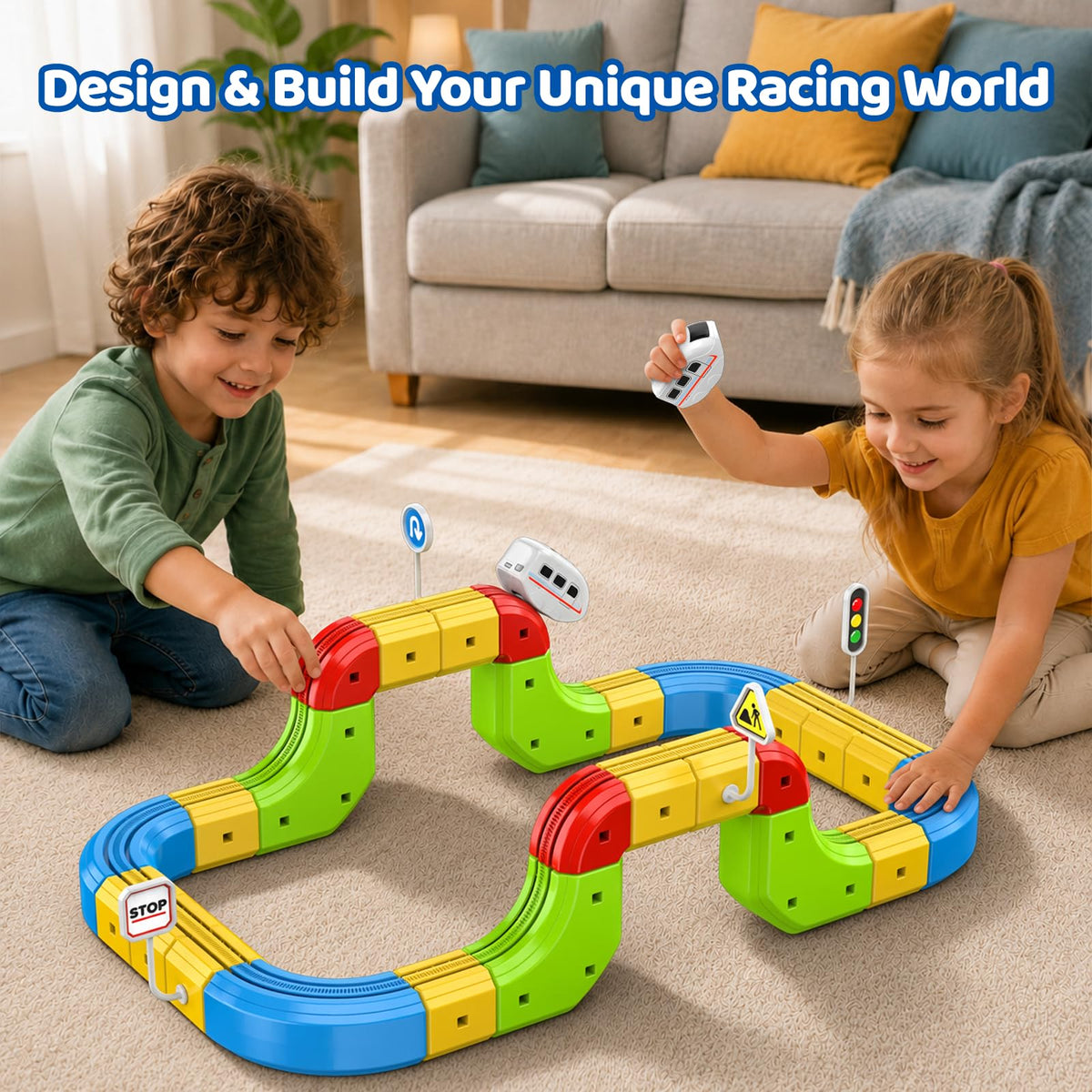 52PCS Electric Train Set 3D Flexible Race Track Toy R92160