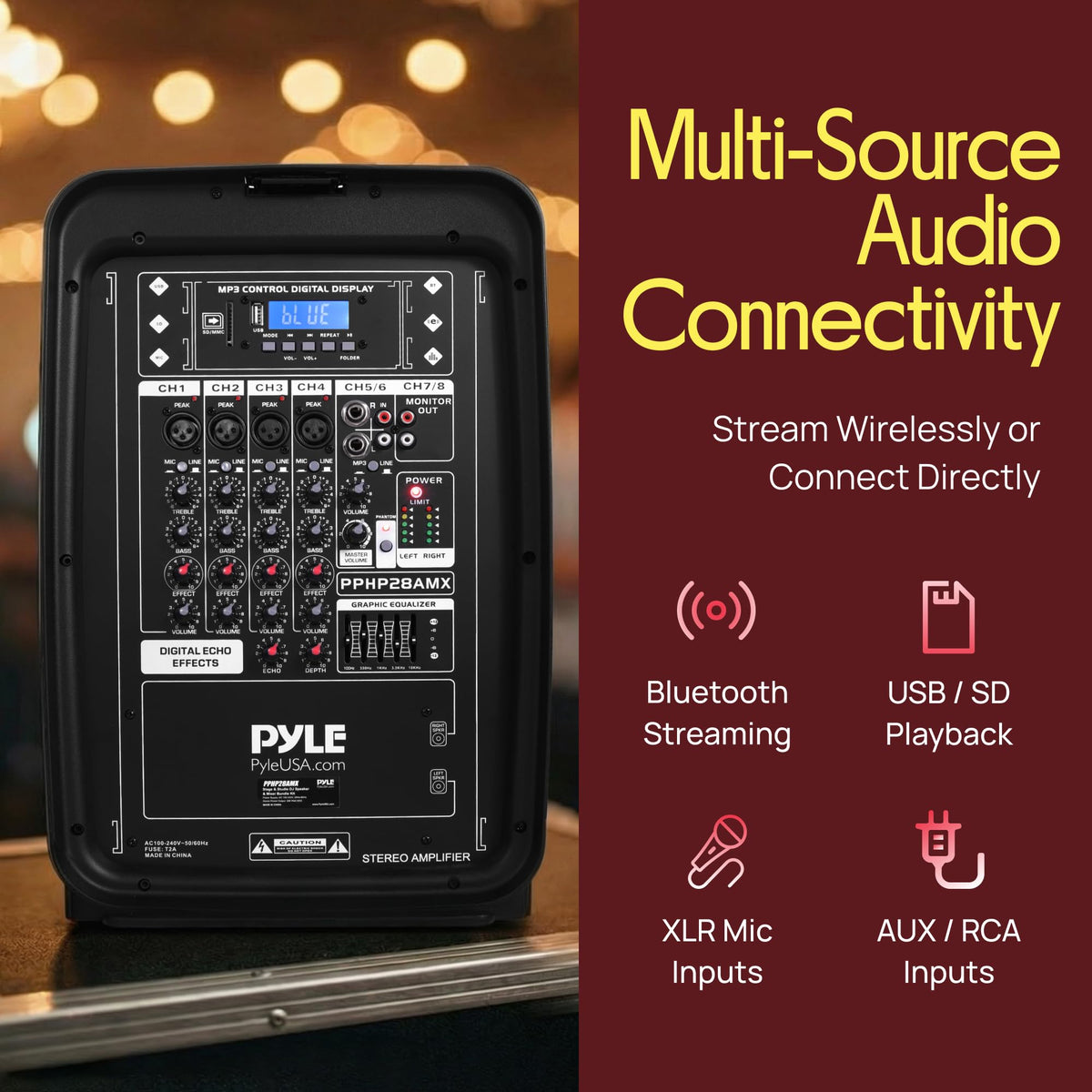 300 W Portable Wireless Bluetooth PA Speaker DJ Mixer Bundle P21245