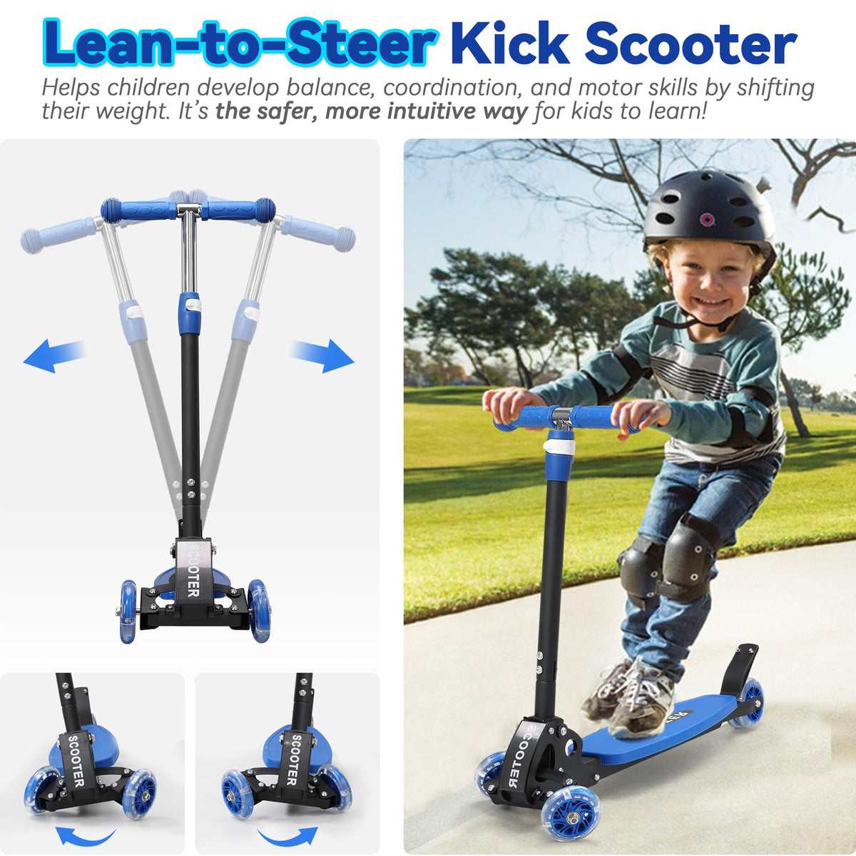 3 Wheel Kick Scooter with Extra-Wide Deck D829001