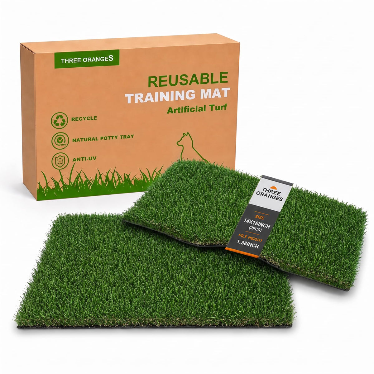 2 Pack 14 x 18 Inch Artificial Grass Dog Pee Pads T2793