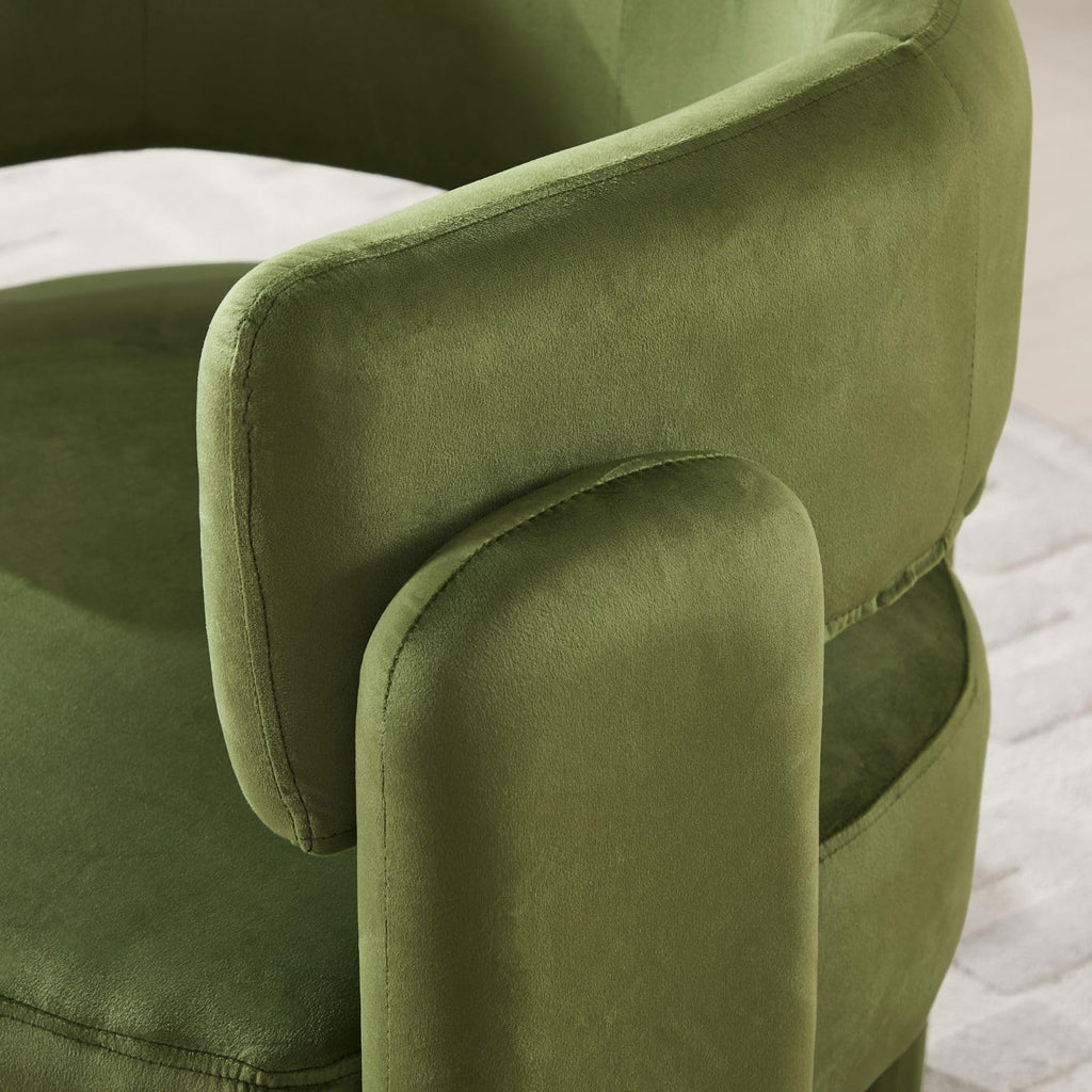 Set of 2 Green Upholstered Accent Chairs with Arms C3799