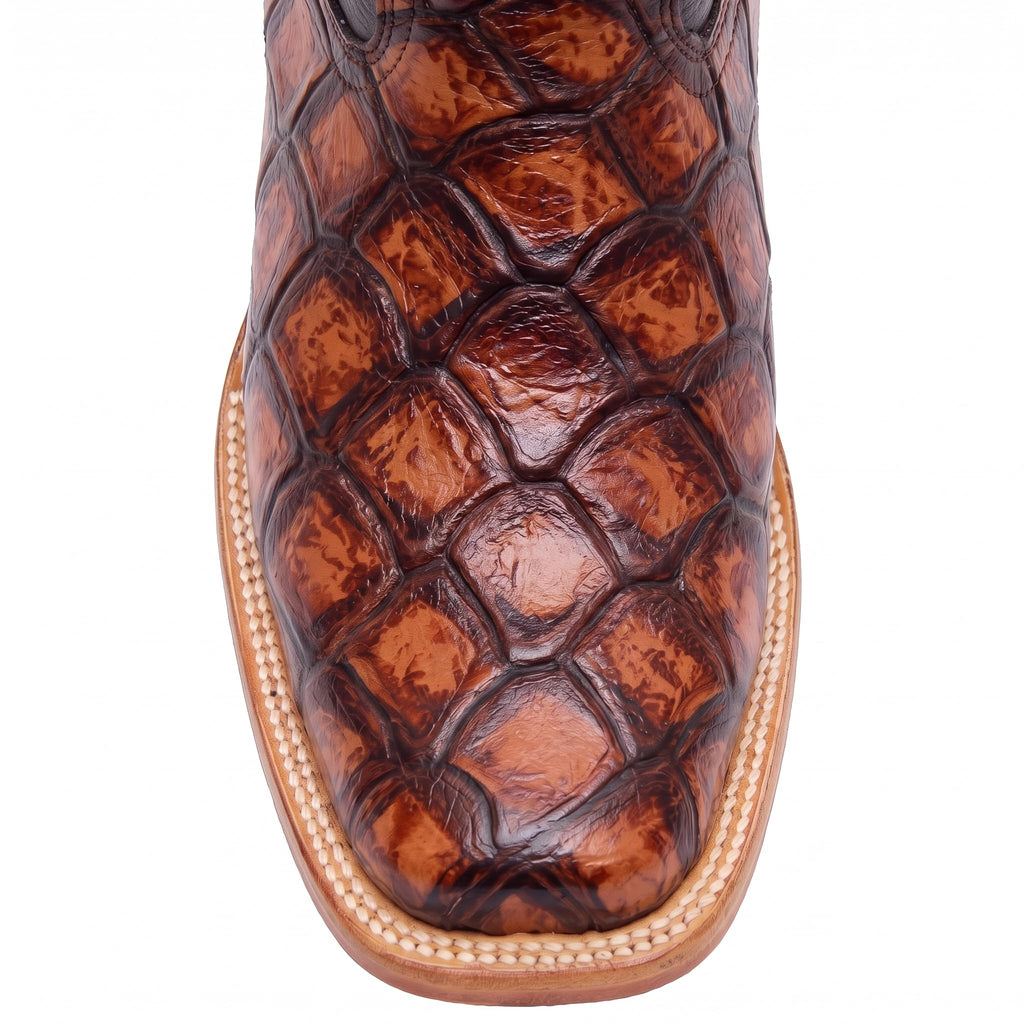 Leather Pirarucu Fish Print Western Boots D993