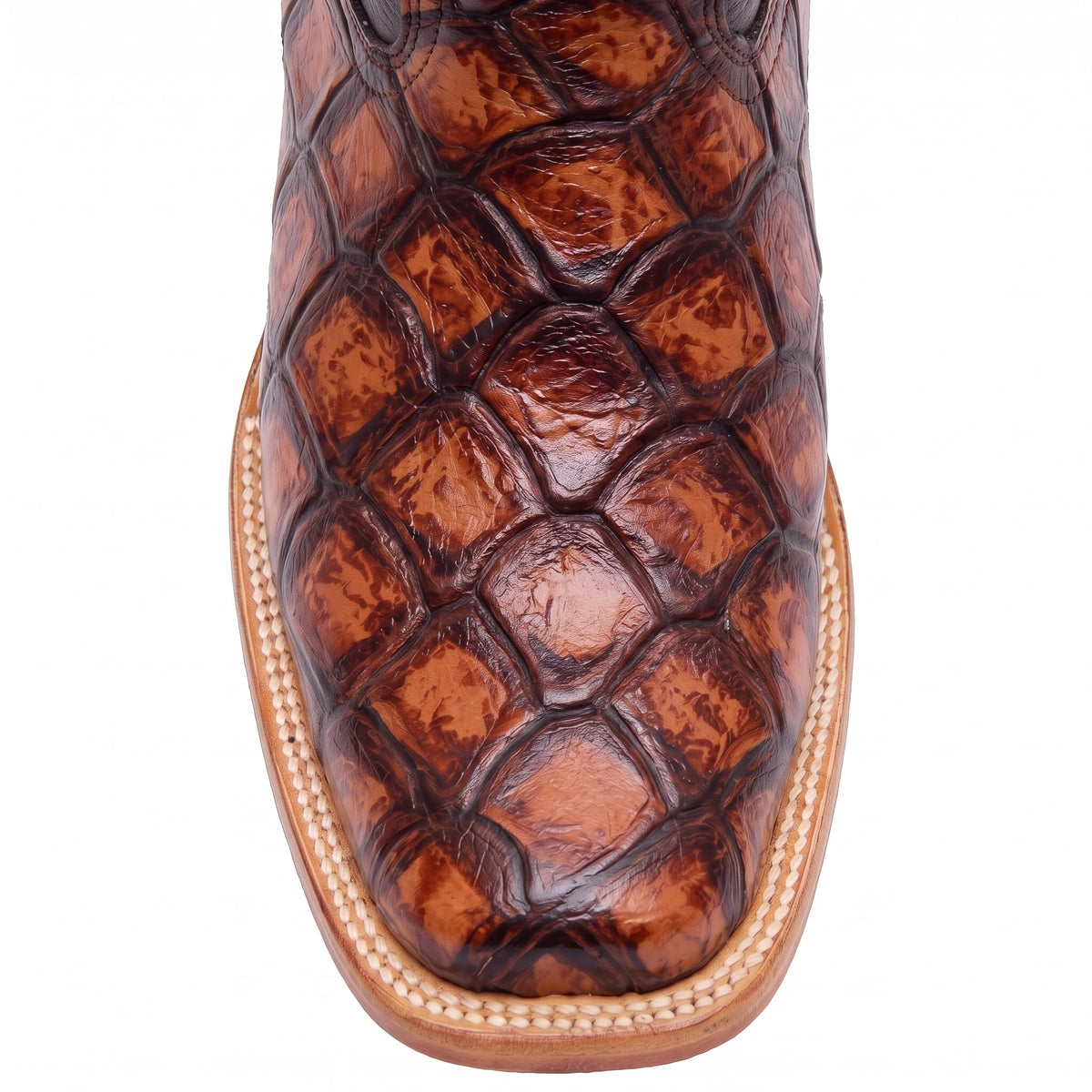 Leather Pirarucu Fish Print Western Boots D993