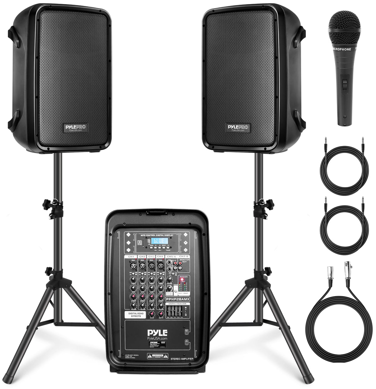 300 W Portable Wireless Bluetooth PA Speaker DJ Mixer Bundle P21245