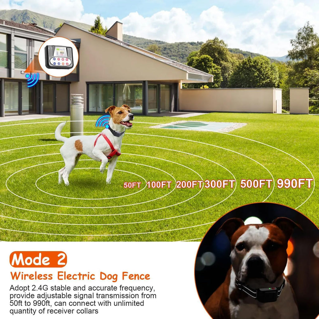 Wireless Dog Fence & Electric Training Collar with Remote F819065