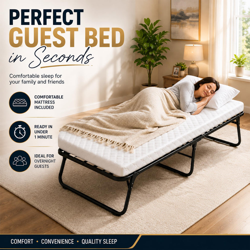 14″ High Folding Guest Bed with 3″ Memory Foam Mattress Y963