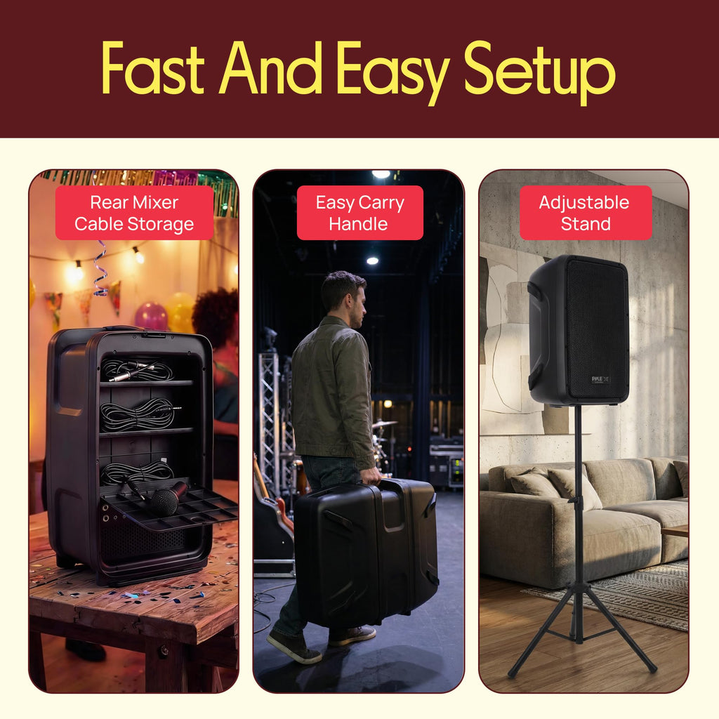 300 W Portable Wireless Bluetooth PA Speaker DJ Mixer Bundle P21245