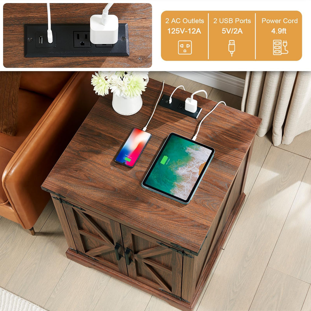 24" End Table Set of 2 with Charging Station Q691853