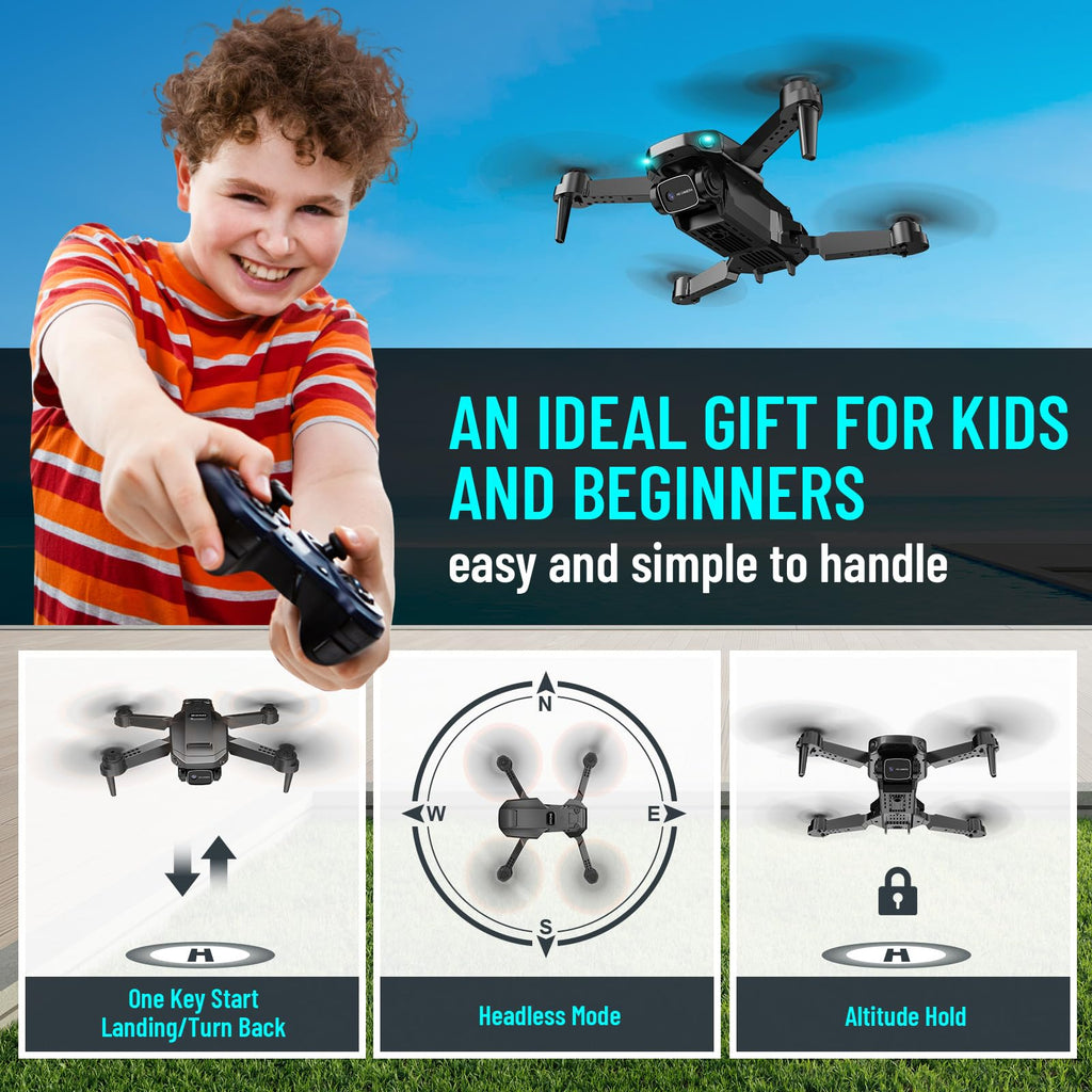 1080P HD Foldable Mini RC Drone with Camera, 2 Batteries Q8428