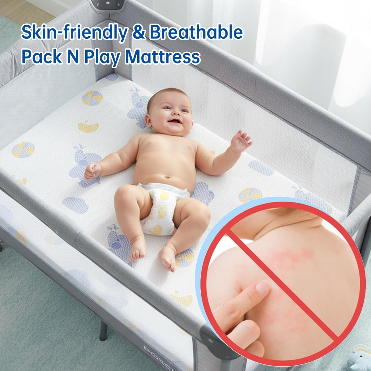 Pack and Play Mattress, 38"x26" Dual Sided Memory Foam J9967