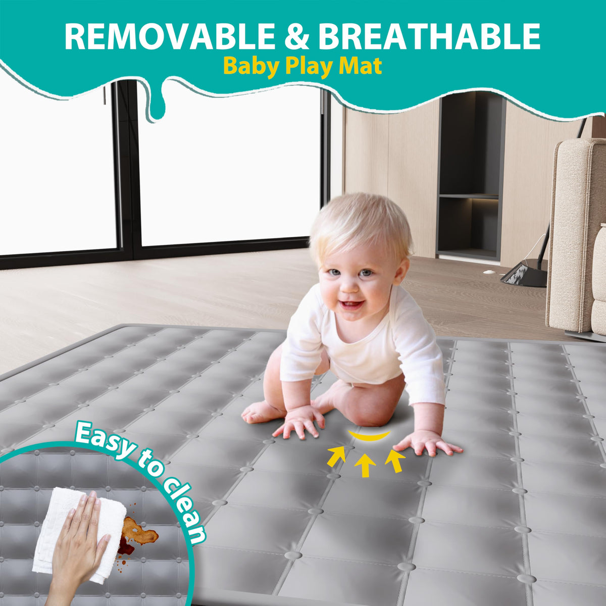 Foldable Playpen for Babies and Toddlers, 50x50 Inches Dark Gray A87502