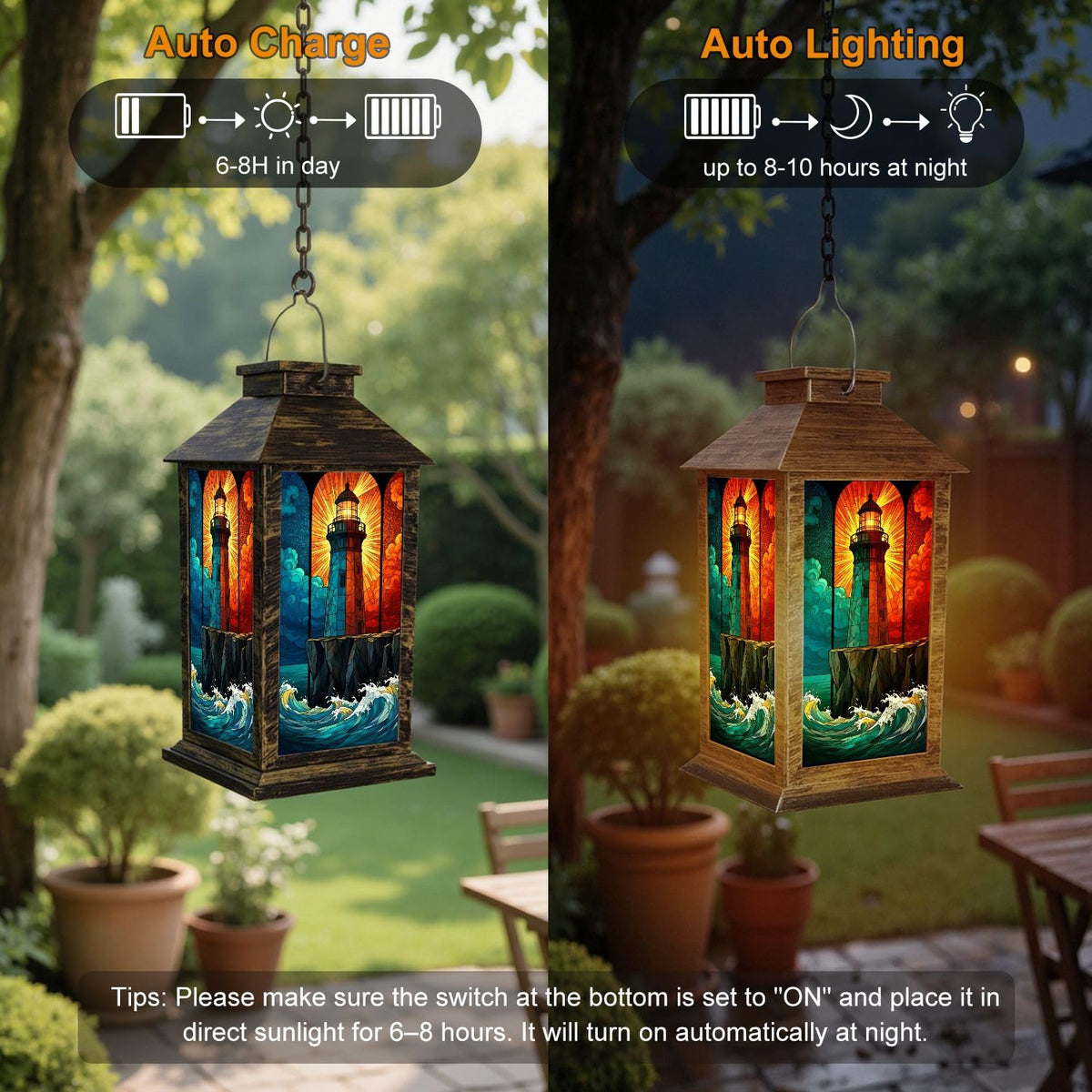 Solar Powered Waterproof Outdoor Lantern C549