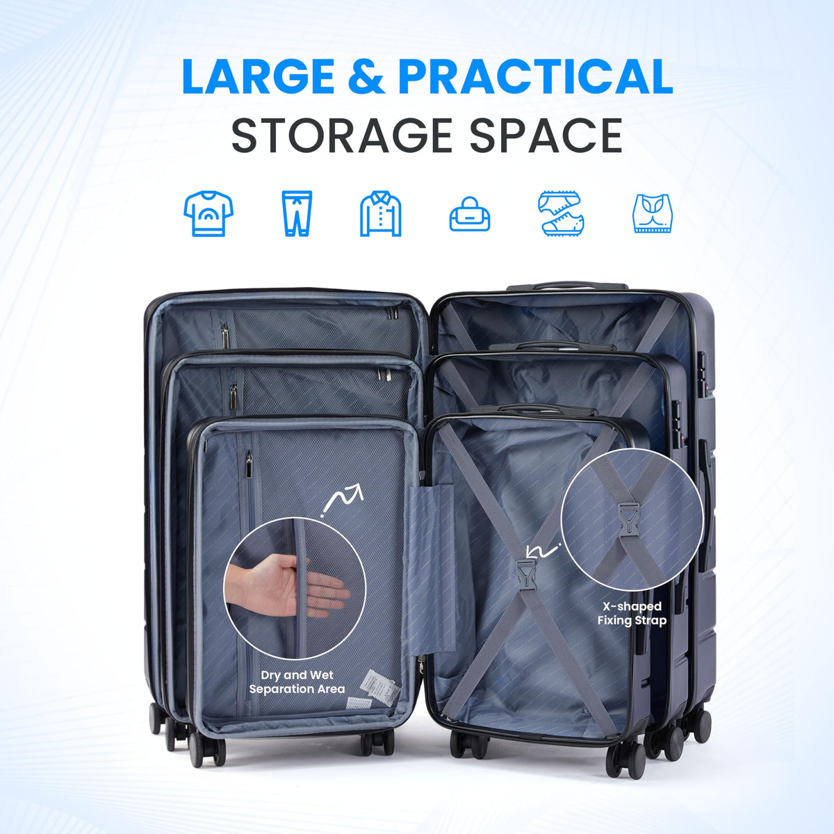20 Inch Expandable Hardside Carry On with Spinner Wheels Blue N749