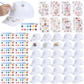 30 Pcs White Blank Adjustable Baseball Caps with Acrylic Paint Brushes T43392