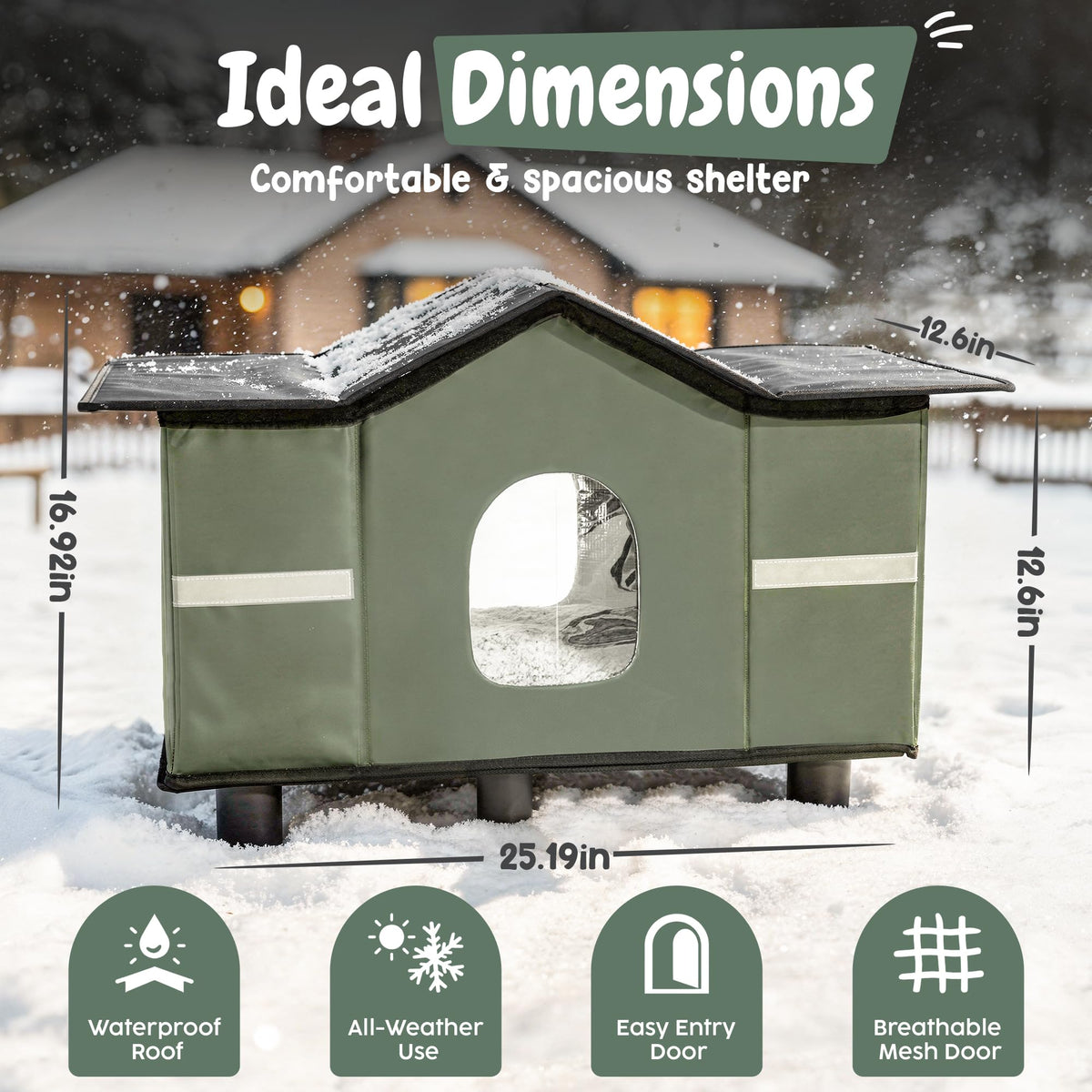 Insulated Outdoor Cat House with Self Warming & Self Cooling Mat M77079