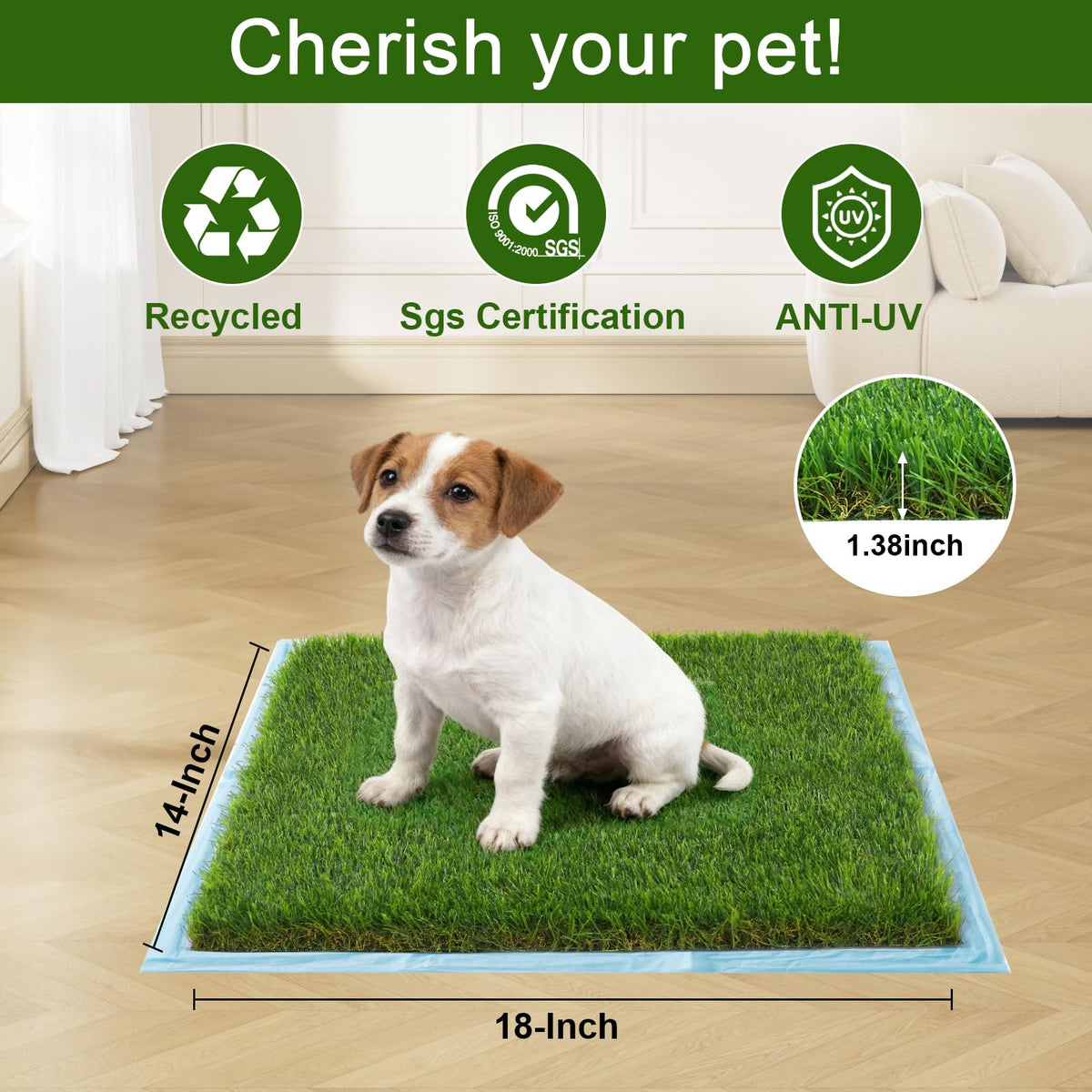 2 Pack 14 x 18 Inch Artificial Grass Dog Pee Pads T2793