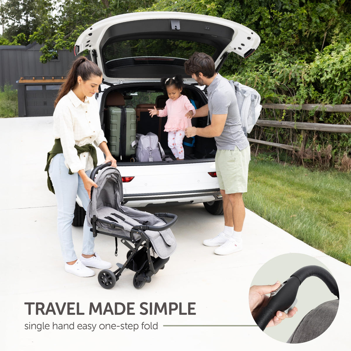 Lightweight Compact Travel Stroller with Canopy, Storage Basket & Recline N542924