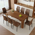 Walnut Dining Table Set with 8 Brown Fabric Chairs V228