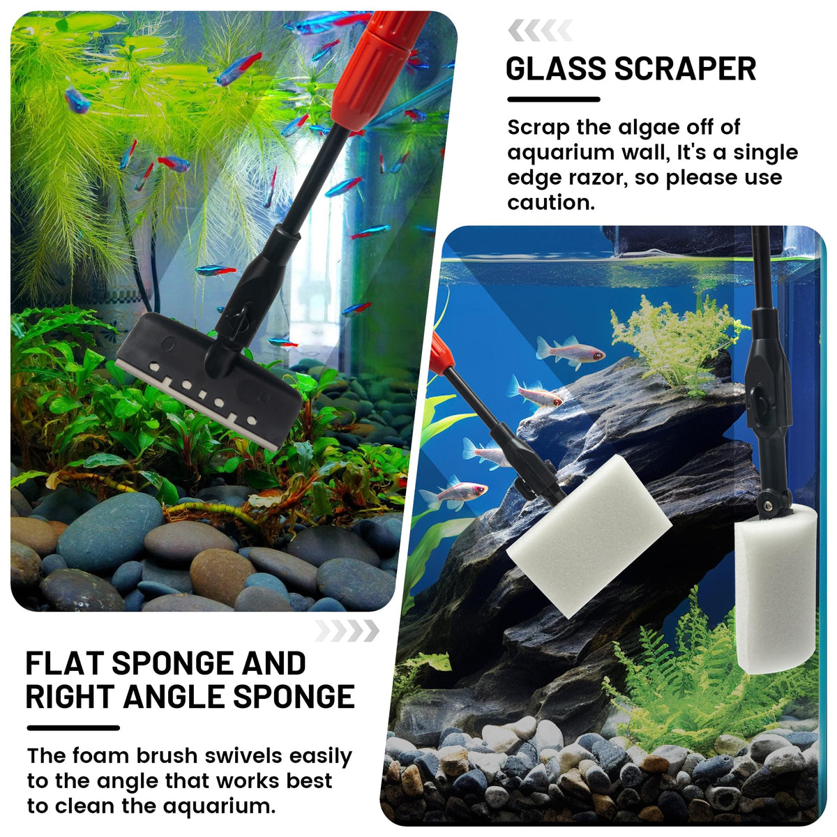 Aquarium Glass Cleaner, 7 in 1 Algae Remover O6200